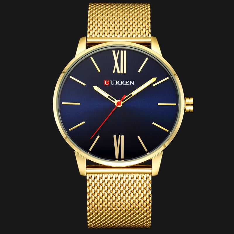 Golden Men Watch YSYH Quartz Watches Full Stainless Steel Band Simple Wristwatch