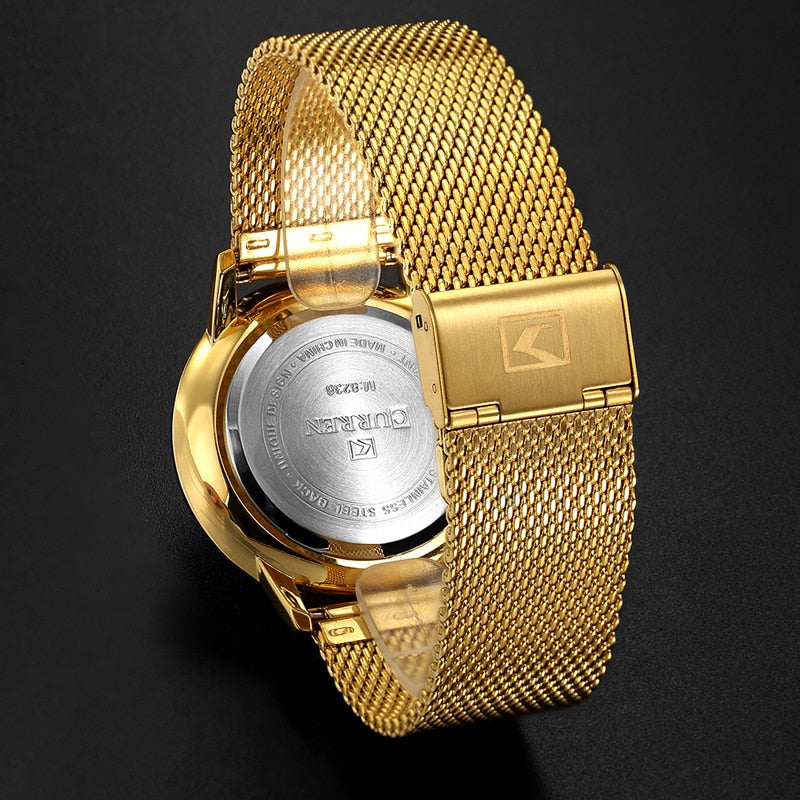 Golden Men Watch YSYH Quartz Watches Full Stainless Steel Band Simple Wristwatch
