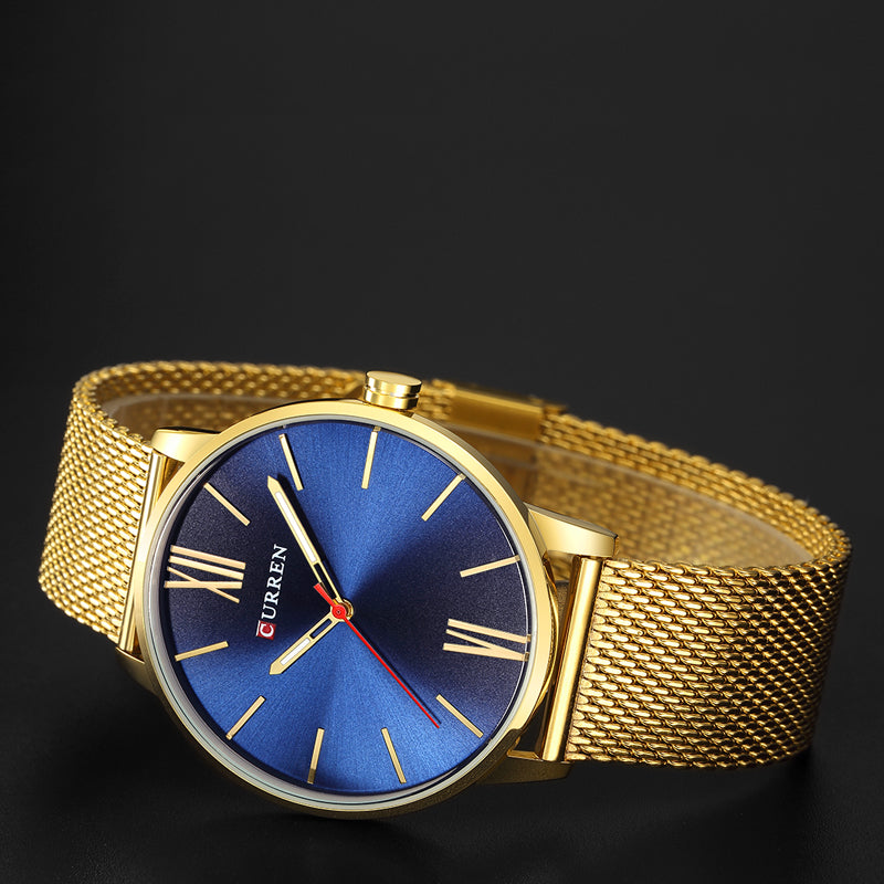 Golden Men Watch YSYH Quartz Watches Full Stainless Steel Band Simple Wristwatch