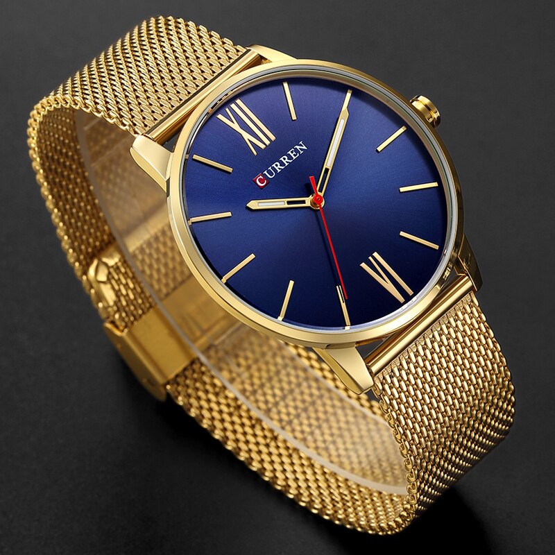 Golden Men Watch YSYH Quartz Watches Full Stainless Steel Band Simple Wristwatch