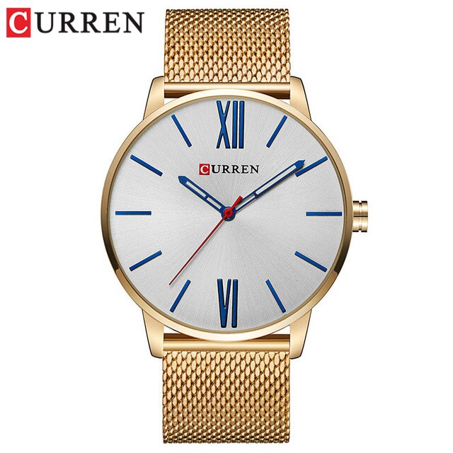 Golden Men Watch YSYH Quartz Watches Full Stainless Steel Band Simple Wristwatch