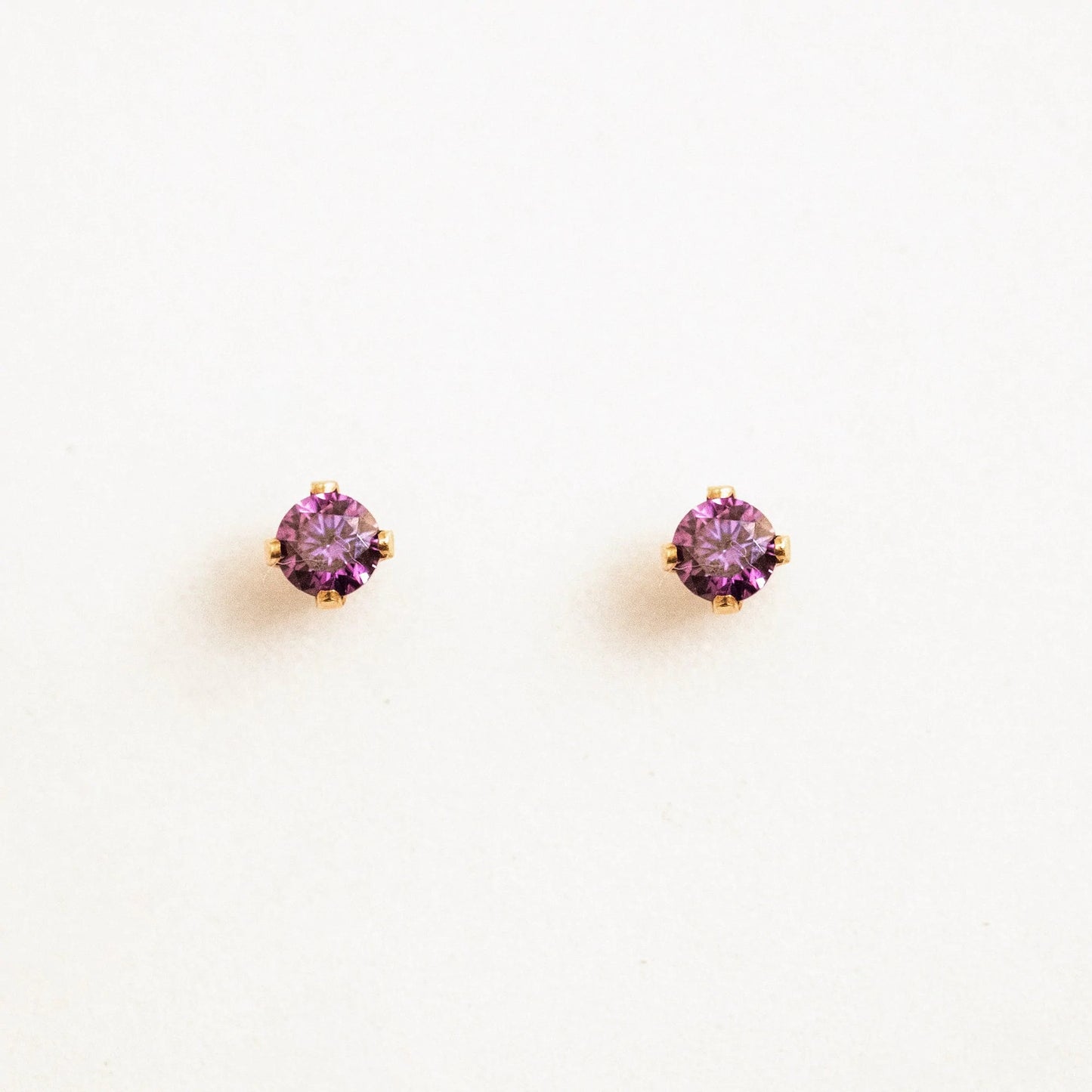 February Birthstone Stud Earrings (Amethyst)