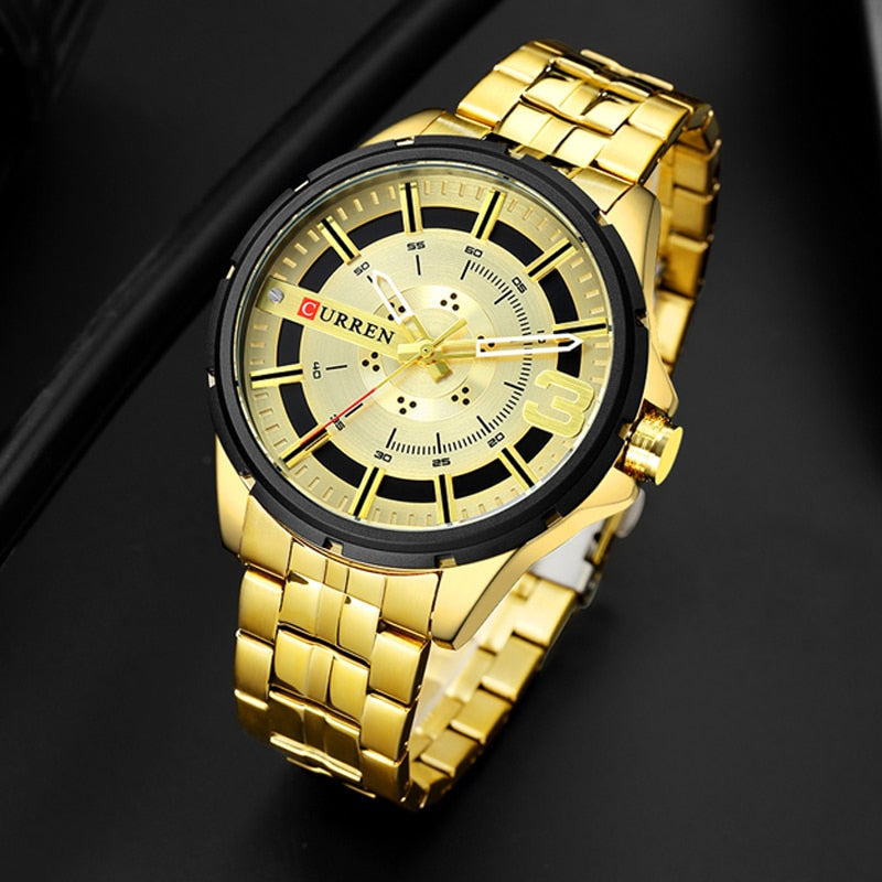 YSYH Gold Watches for Men Watch Business Men's Clock Fashion Quartz Stainless Steel Wrist watches Waterproof