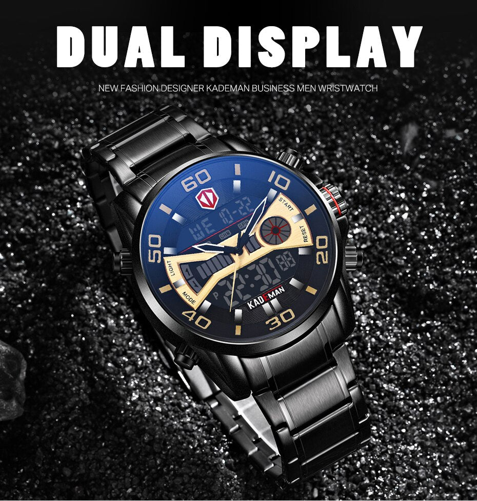 YSYH Men Army Sport Watches Male Military Stainless Quartz Clock Top Brand Mens LED Analog Digital Watch Relogio Masculino