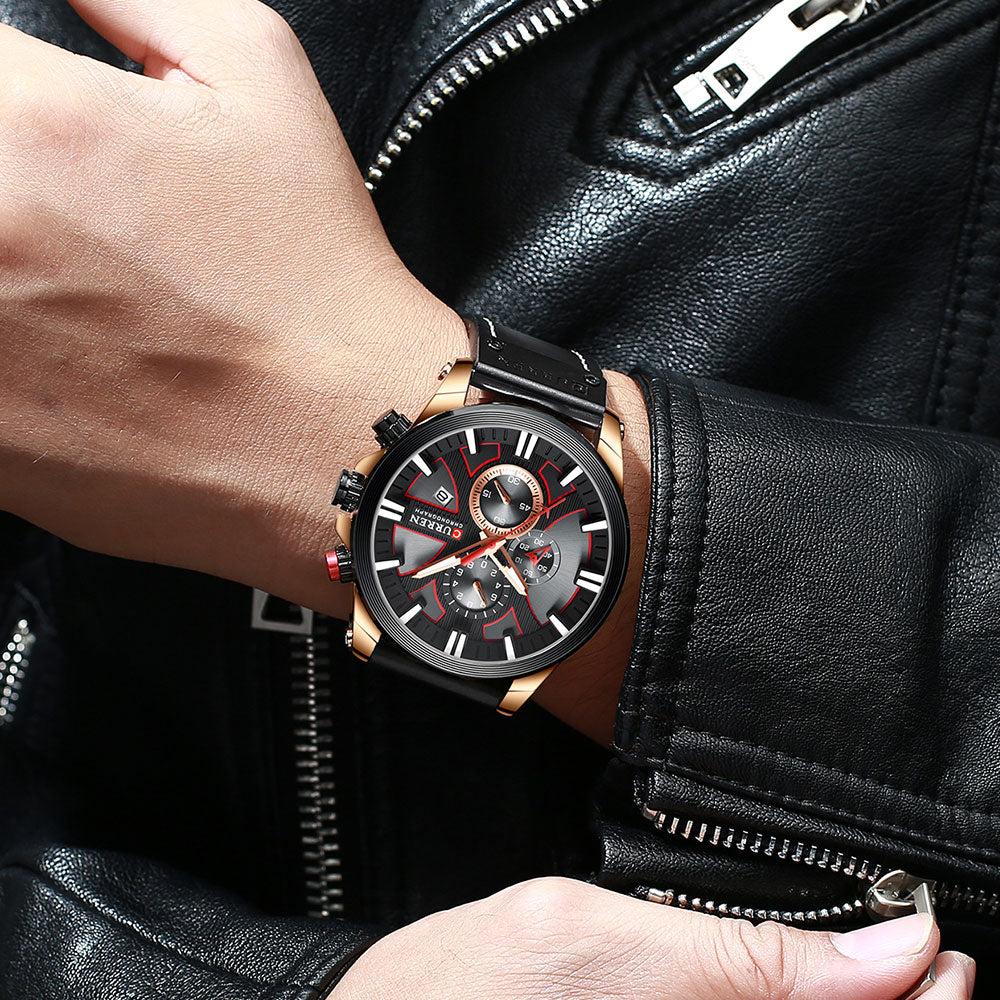 Men Watch Wrist YSYH Luxury Leather Quartz Clock Chronograph Wristwatch