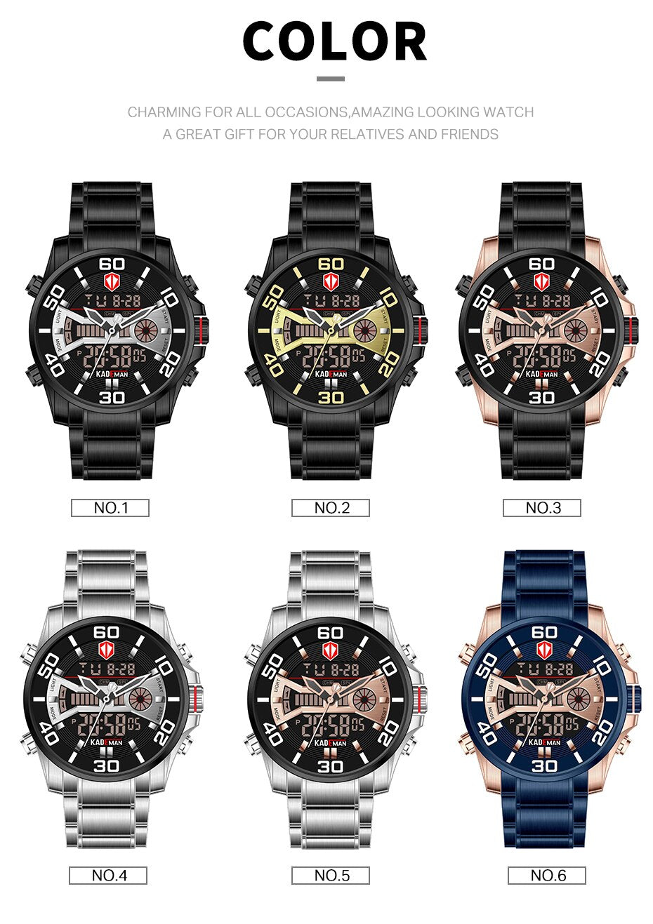 YSYH Men Army Sport Watches Male Military Stainless Quartz Clock Top Brand Mens LED Analog Digital Watch Relogio Masculino