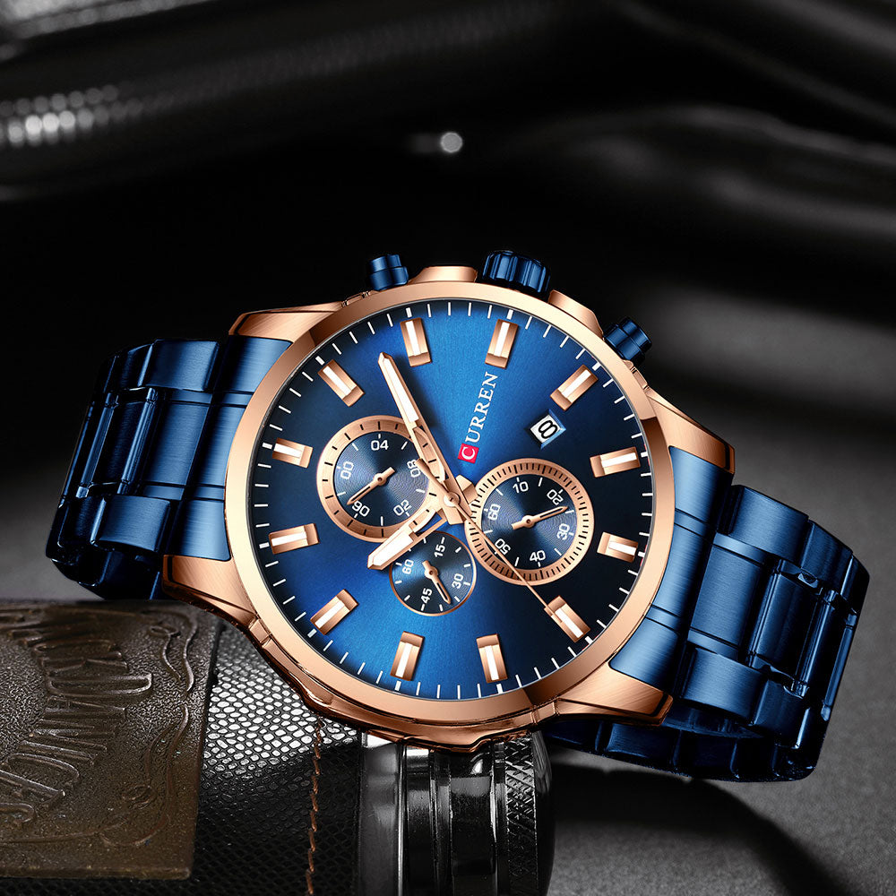YSYH Fashion Watches Men Coffee Clock Men Quartz Wristwatch Stainless Steel Band Chronograph Watch Male