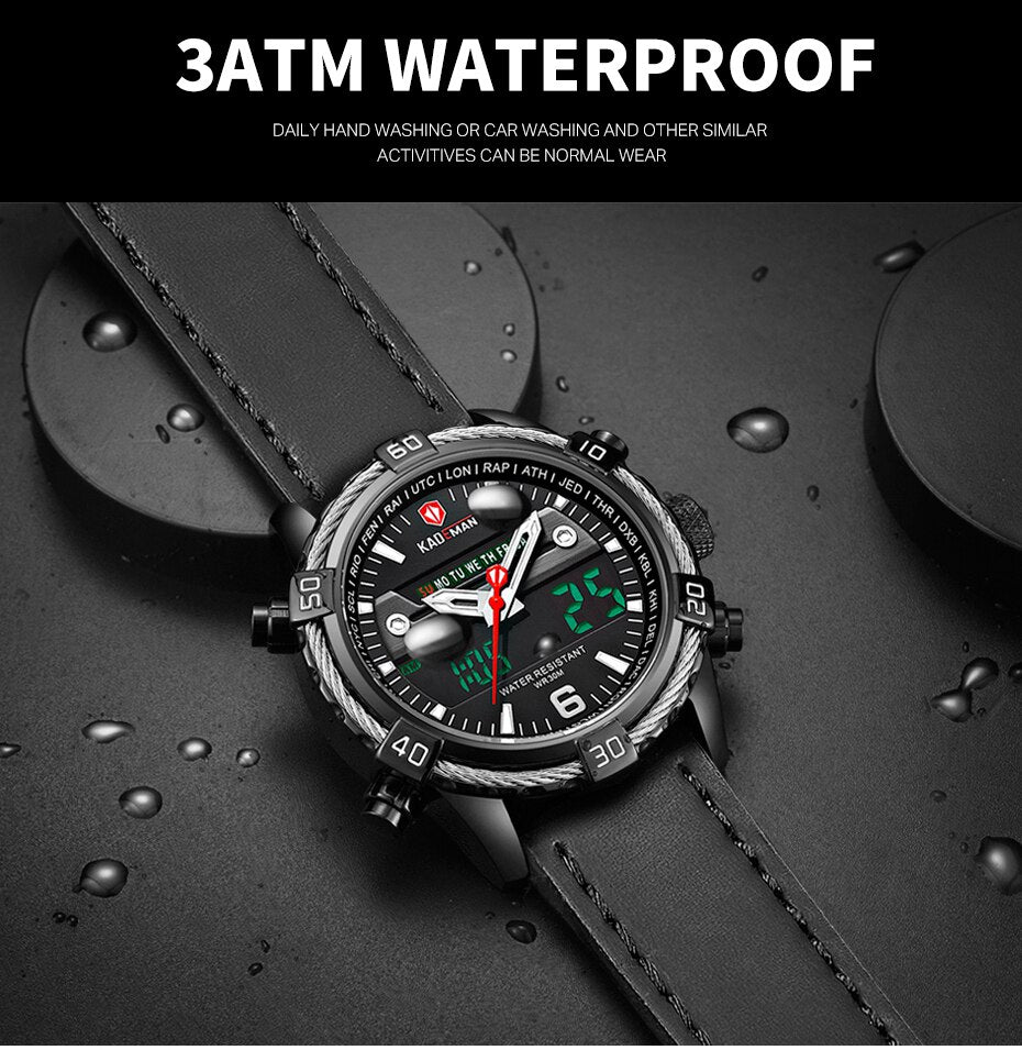 Luxury Male Watch with Alarm Clock Luminous Dial Digital Quartz Top Brand Man Watches New Dual Display Men's Watch