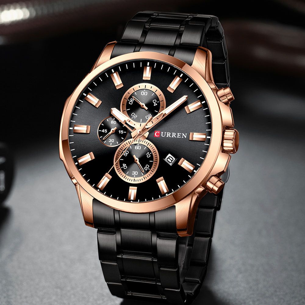 YSYH Fashion Watches Men Coffee Clock Men Quartz Wristwatch Stainless Steel Band Chronograph Watch Male