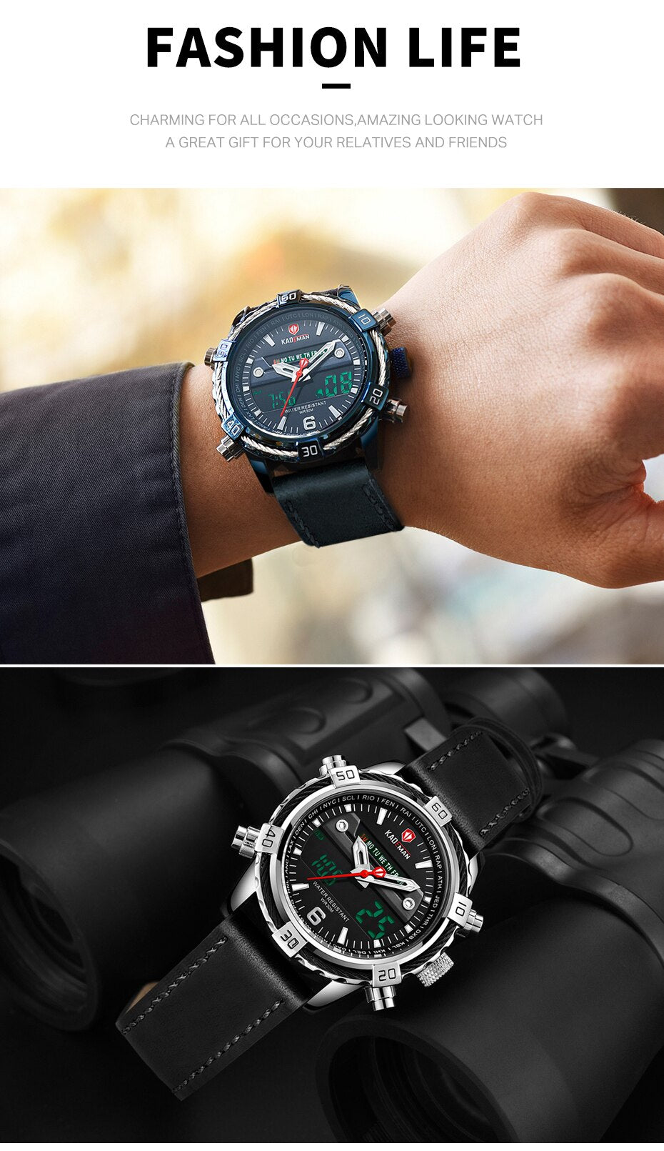 Luxury Male Watch with Alarm Clock Luminous Dial Digital Quartz Top Brand Man Watches New Dual Display Men's Watch