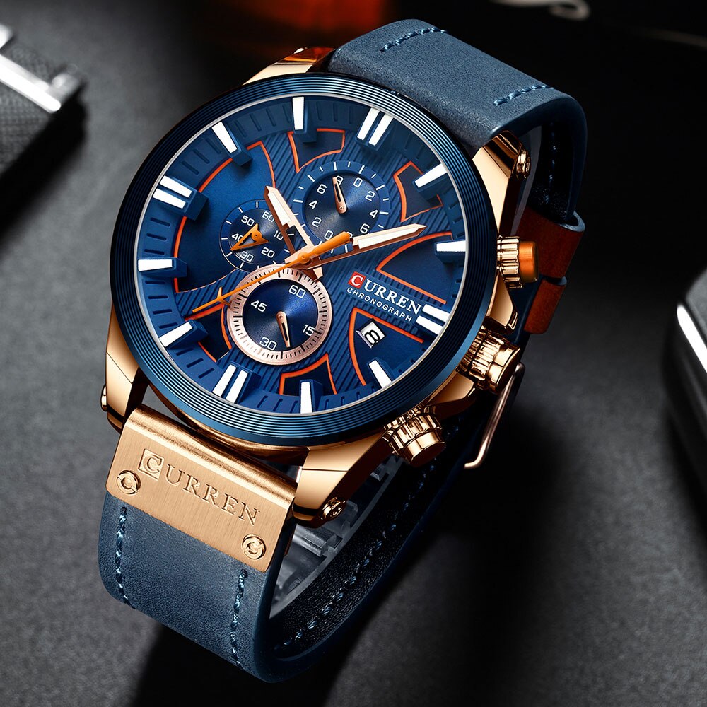 Men Watch Wrist YSYH Luxury Leather Quartz Clock Chronograph Wristwatch