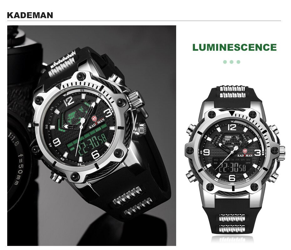 YSYH Fashion Men's Sport Quartz Watch Man Multifunction Waterproof Luminous Wristwatch Men Dual Dispay Clock Horloges Mannen