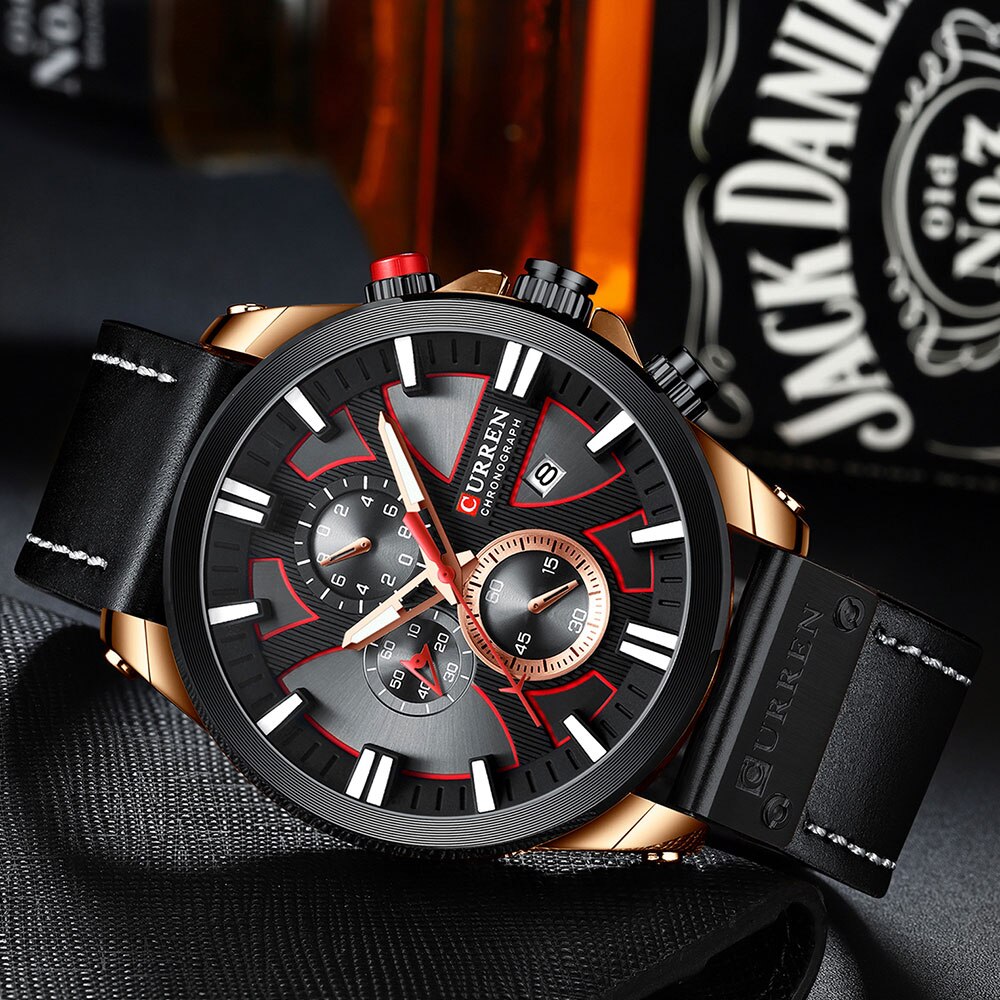 Men Watch Wrist YSYH Luxury Leather Quartz Clock Chronograph Wristwatch