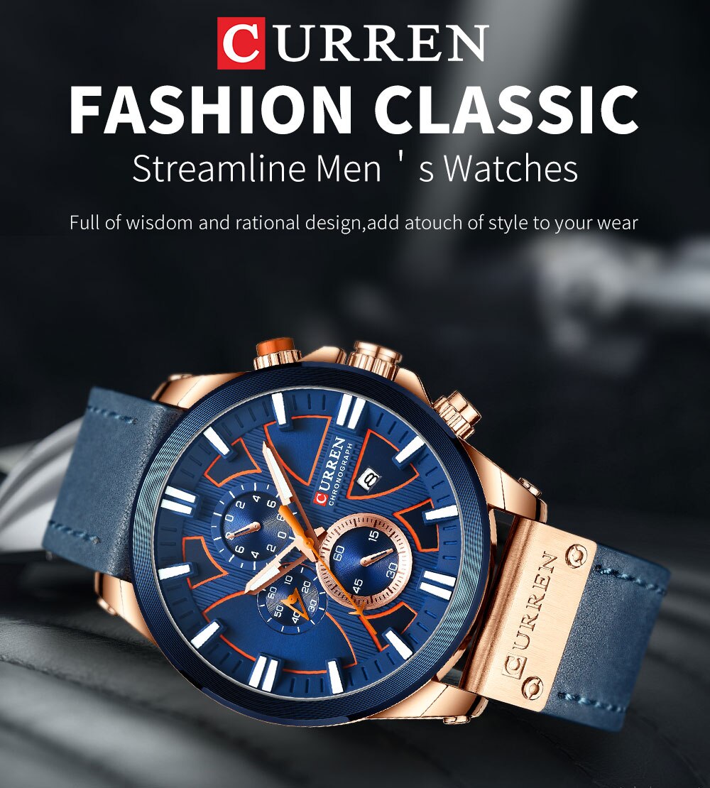 Men Watch Wrist YSYH Luxury Leather Quartz Clock Chronograph Wristwatch