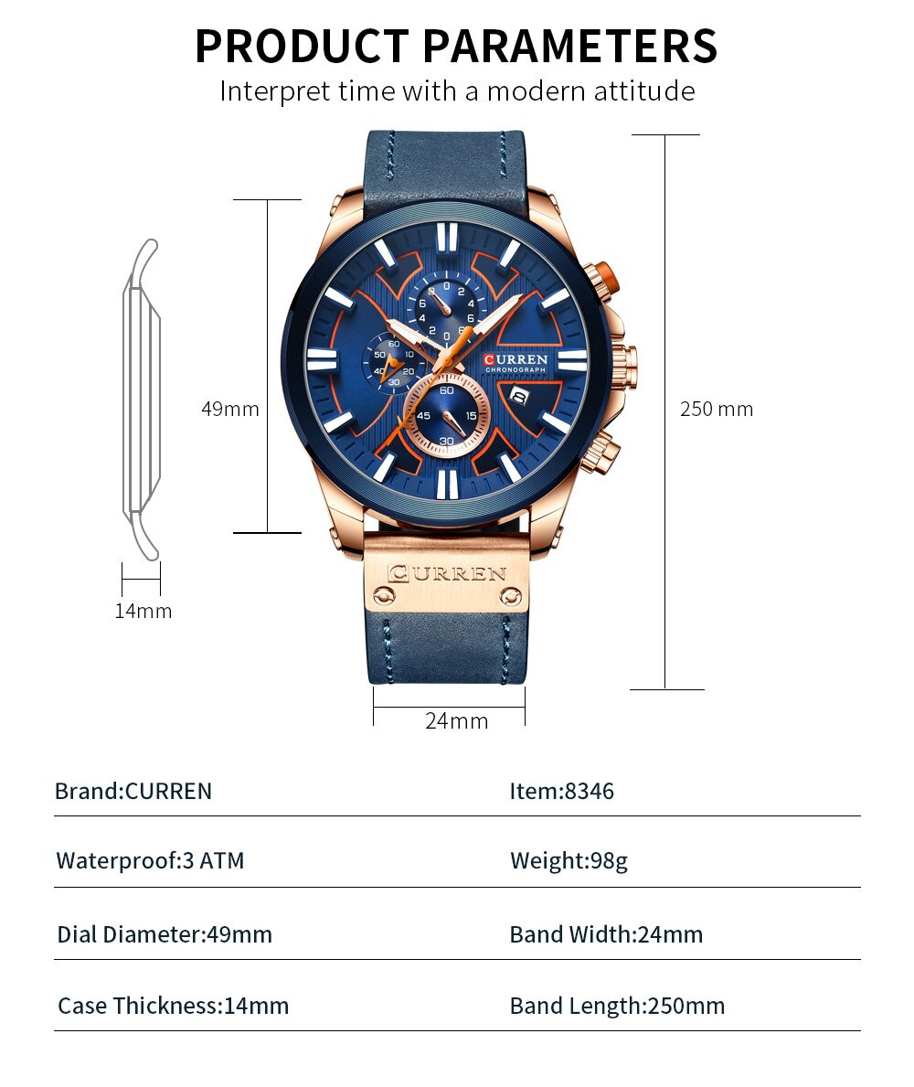 Men Watch Wrist YSYH Luxury Leather Quartz Clock Chronograph Wristwatch