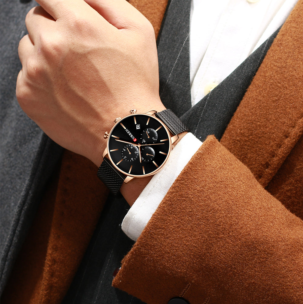 YSYH Men Luxury Quartz Military Watch Stainless Steel Band Wrist Watches Clock Date Dropshipping