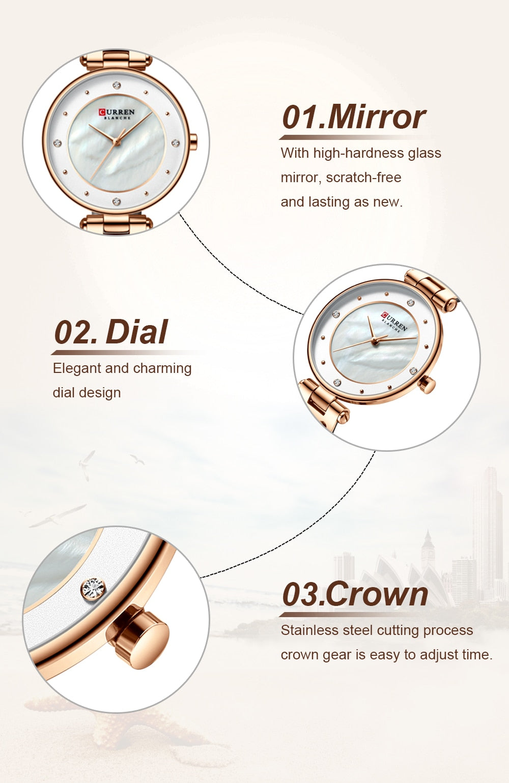 YSYH Women Watches Reloj Mujer Luxury Leather Strap Wristwatch for Women Blue Clock Stylish Quartz Ladies Watch