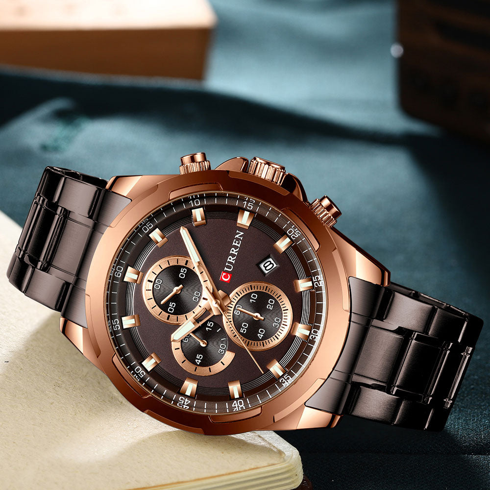 YSYH Watches Men Sport Wristwatch Fashion Business Analog Quartz Watch Male Clock Chronograph Stainless steel Watch