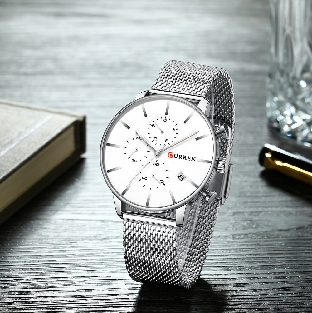 YSYH Men Luxury Quartz Military Watch Stainless Steel Band Wrist Watches Clock Date Dropshipping