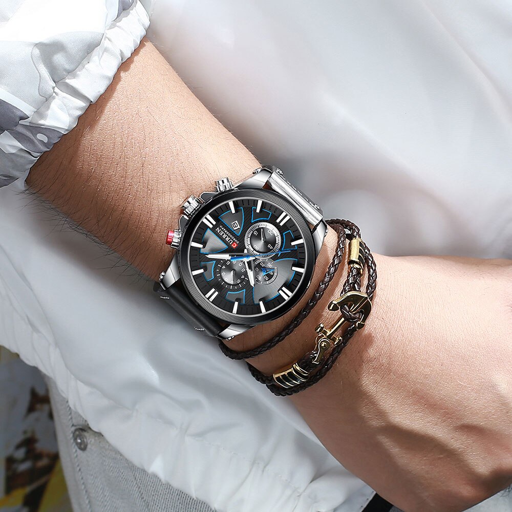 Men Watch Wrist YSYH Luxury Leather Quartz Clock Chronograph Wristwatch