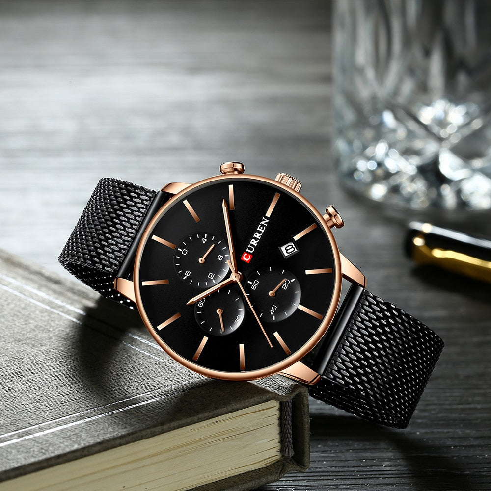 YSYH Men Luxury Quartz Military Watch Stainless Steel Band Wrist Watches Clock Date Dropshipping