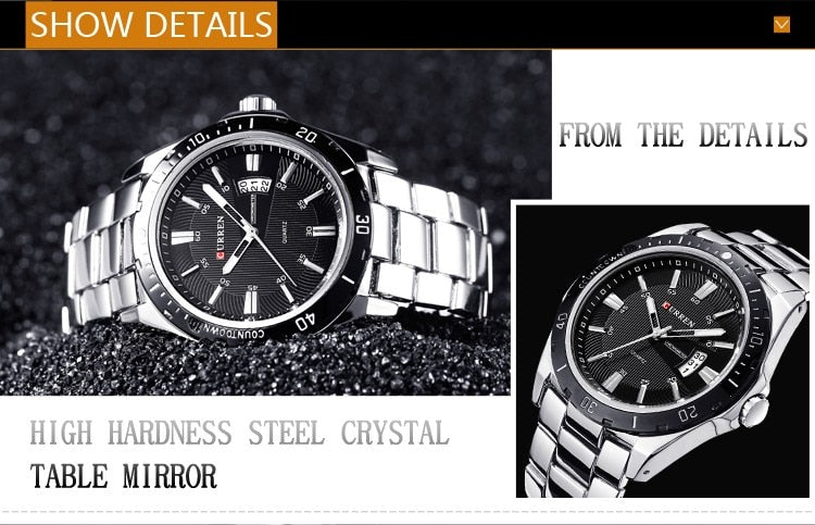 YSYH Men's Watches Luxury Fashion Business Quartz Wristwatch Full Steel Band Date Waterproof