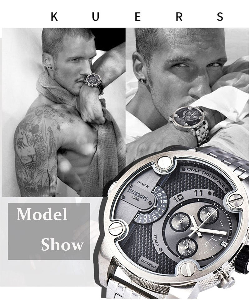 YSYH Man Watches Large Dial Men's Sports Wrist Watch Waterproof Double Time Zone Chronograph Men's Quartz Clock New