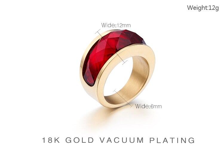 Rossny Wedding Crystal Party All Rings Gold/Silver Stainless Steel Colorful Stone Charm-Rossny