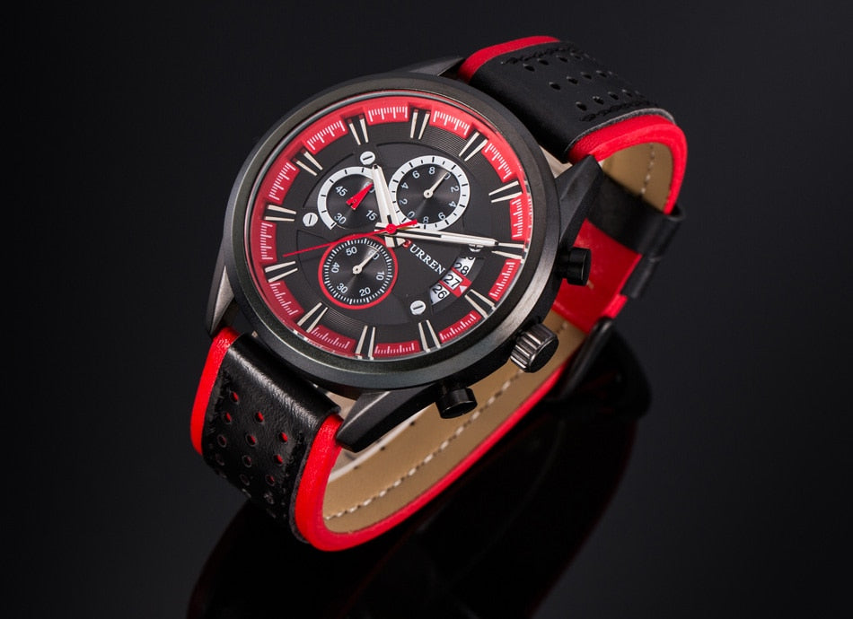 YSYH Brand Luxury Casual Military Quartz Sports Wristwatch Genuine Leather Strap Male Clock Chronograph Date Men Watches