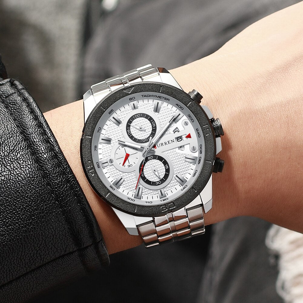 YSYH Watches Mens Luxury Brand Chronograph Sport Watch for Men Wristwatch with Stainless Steel Band Casual Clock