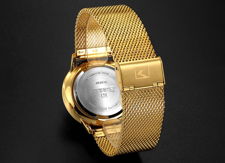 Golden Men Watch YSYH Quartz Watches Full Stainless Steel Band Simple Wristwatch