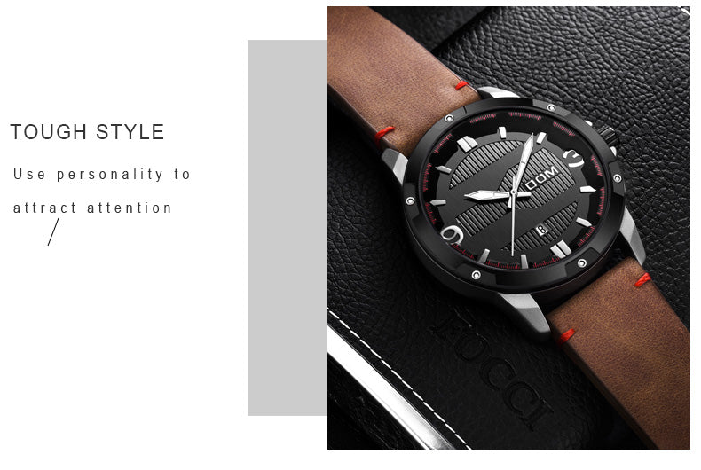 YSYH Men's Watch Waterproof Sports Casual Quartz Watch Men Leather Strap Luminous Pointer Multifunction Clock