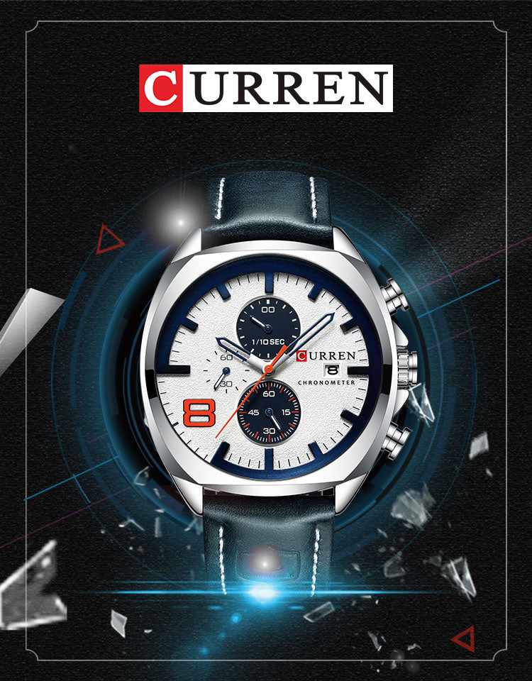 YSYH Chronograph Men's Watches Luxury Leather Quartz Watch Men Military Sport Wrist Watch