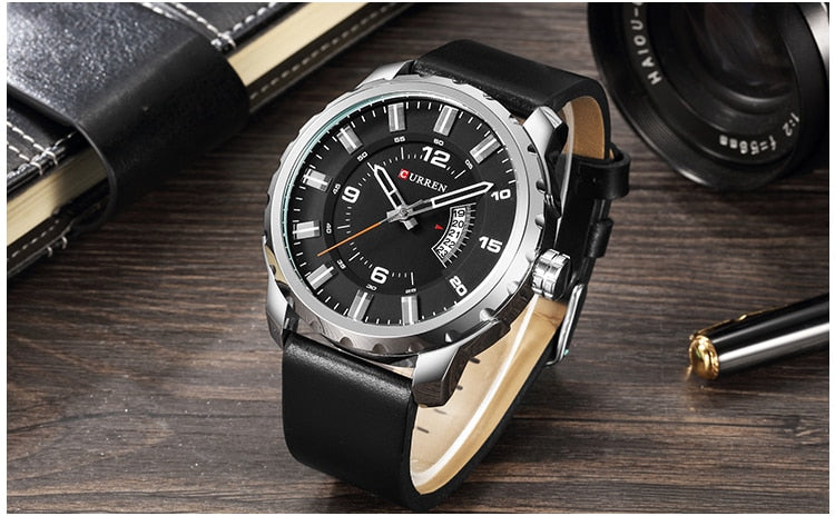 YSYH Men Sports Watches Dial Calendar Quartz Male Clock Leather Strap Watches Montre