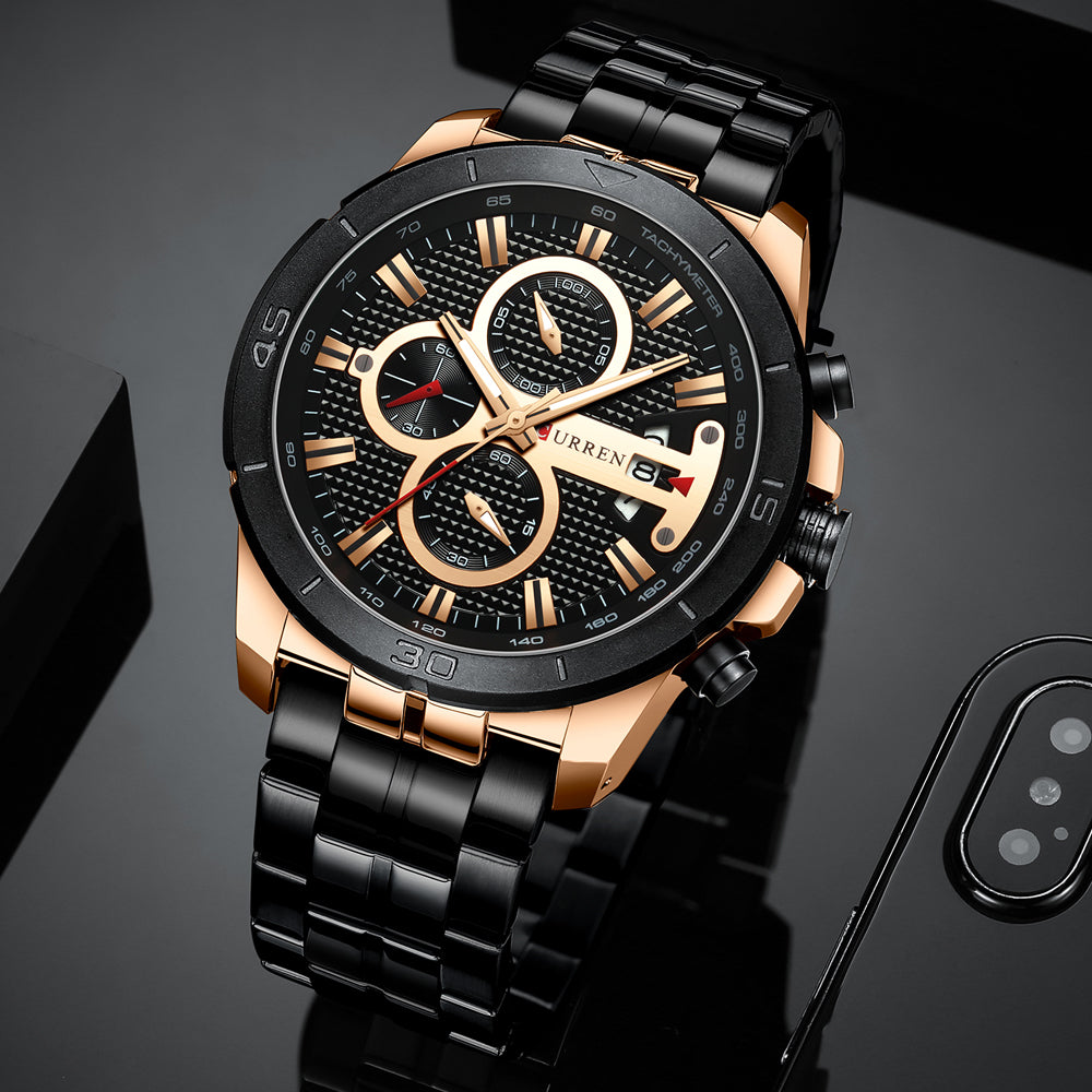 YSYH Men Watch Luxury Brand Stainless Steel Wrist Watch Chronograph Army Military Quartz Watches