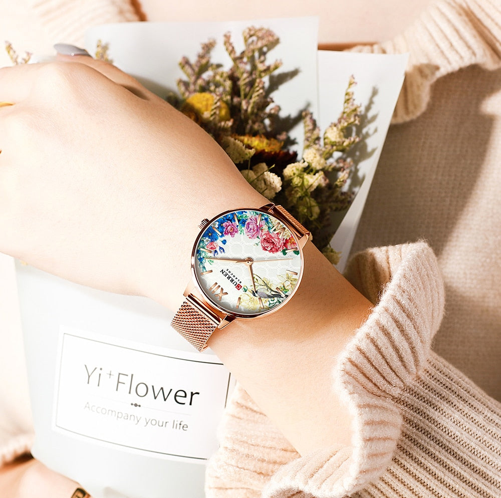 YSYH White Leather Watch for Women Watches Fashion Flower Quartz Wristwatch Female Clock Reloj Mujer Charms Ladies Gift