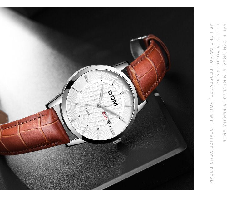 YSYH Men's Watches Ultra-thin Business Casual Leather Wrist Watch Calendar Display Waterproof Multi-function Quartz Clock