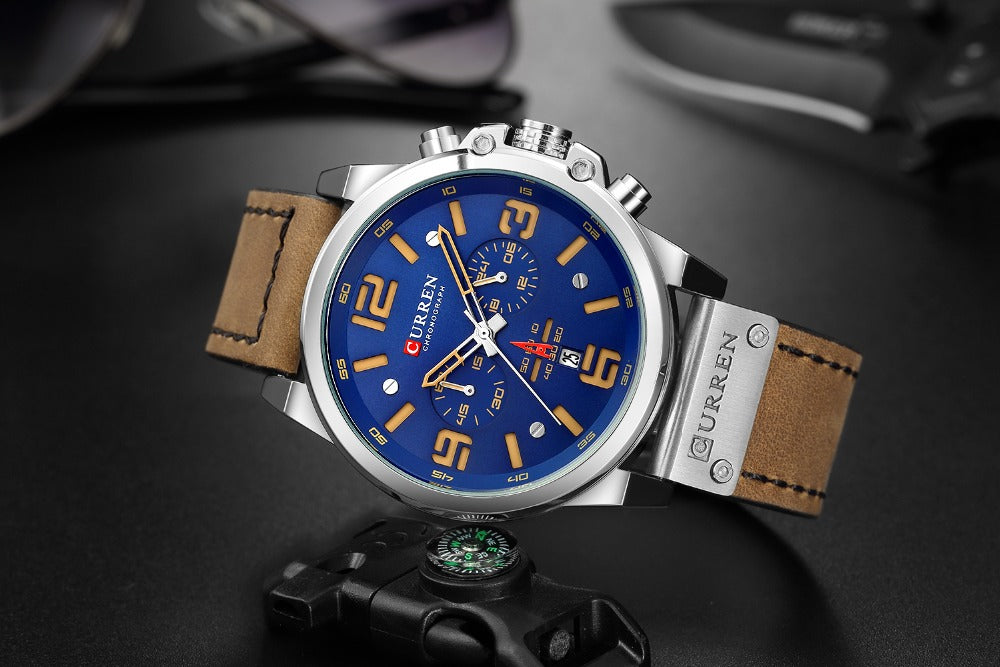 YSYH Classic Black White Chronograph Watch Men's Watches Casual Quartz Wristwatch Male Clock