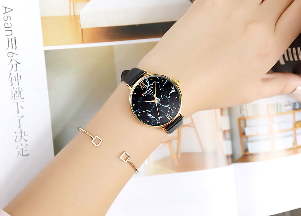 YSYH Casual Women's Watch Fashion Marble Texture Dial with Soft Leather Strap Watches Ladies Analogue Quartz Wristwatch Reloj