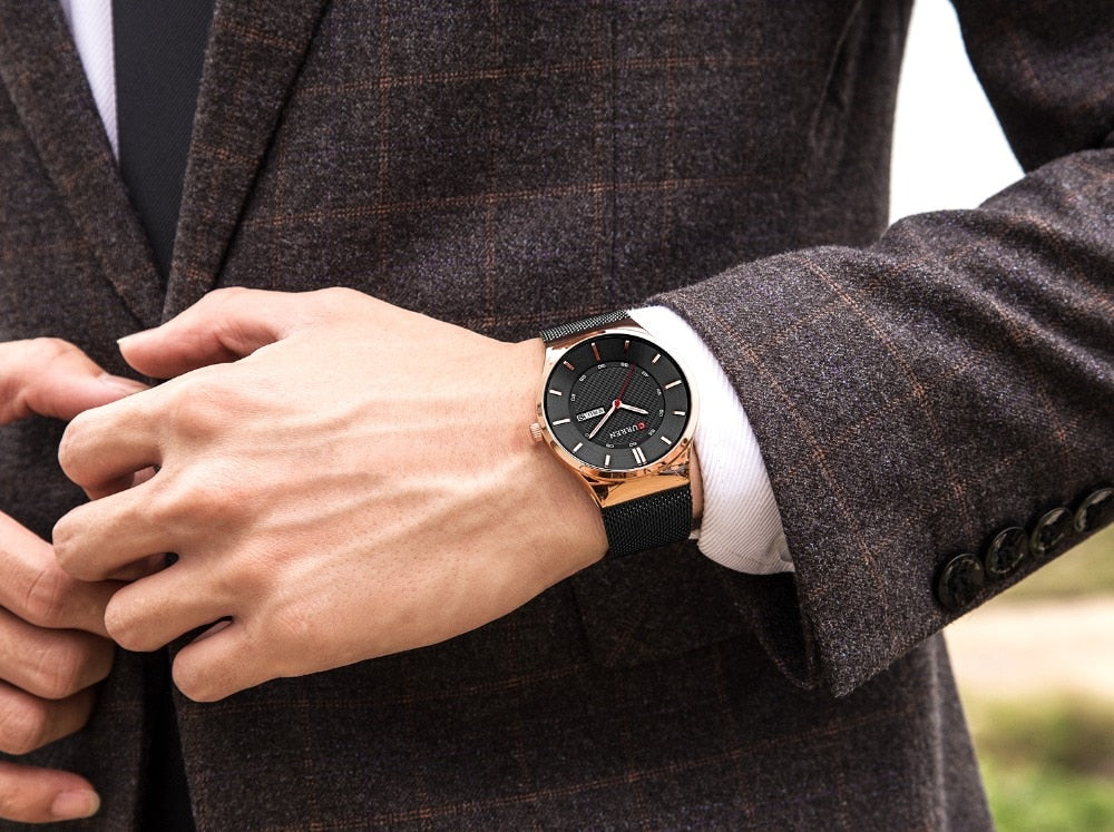 Men Simple Watch Man Fashion Brand YSYH Casual Business Quartz Wristwatch With Week and Date Steel Mesh Relojes Hombre