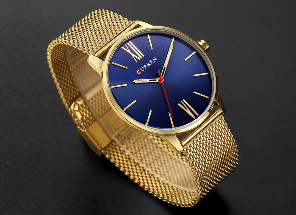 Golden Men Watch YSYH Quartz Watches Full Stainless Steel Band Simple Wristwatch