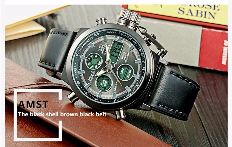 YSYH Wrangler Series Men's Watch 50 Meter Dive Leather Strap Military Watch Men's Waterproof Sports Quartz Alarm Clock New