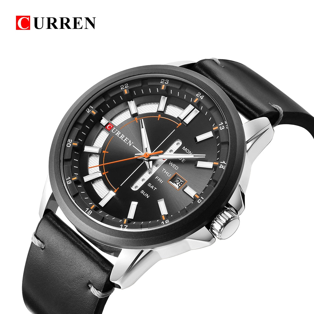 YSYH Leather Strap Watches Men Display Calendar Quartz Wrist Watch