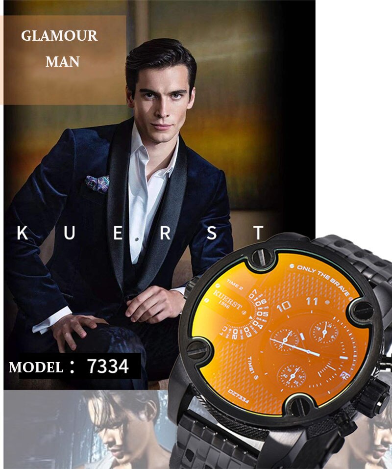 YSYH Man Watches Large Dial Men's Sports Wrist Watch Waterproof Double Time Zone Chronograph Men's Quartz Clock New