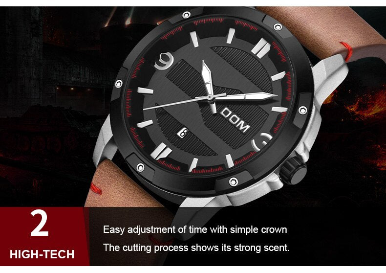 YSYH Men's Watch Waterproof Sports Casual Quartz Watch Men Leather Strap Luminous Pointer Multifunction Clock