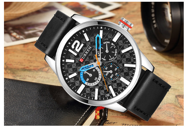 Luxury Brand YSYH Analog Sports Watch Leather Strap Quartz Men Wristwatch
