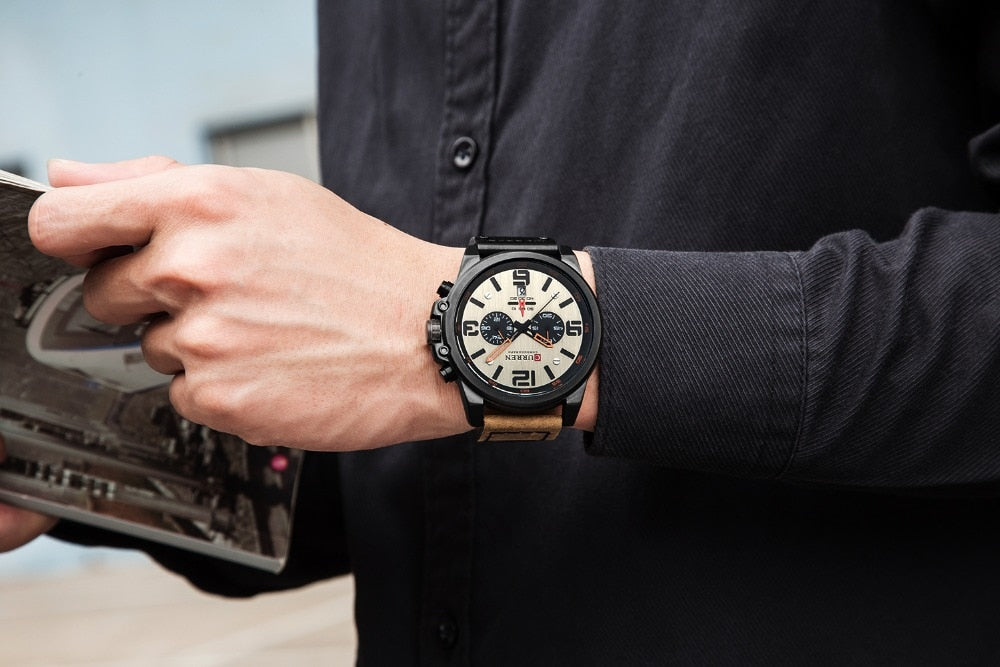 YSYH Classic Black White Chronograph Watch Men's Watches Casual Quartz Wristwatch Male Clock
