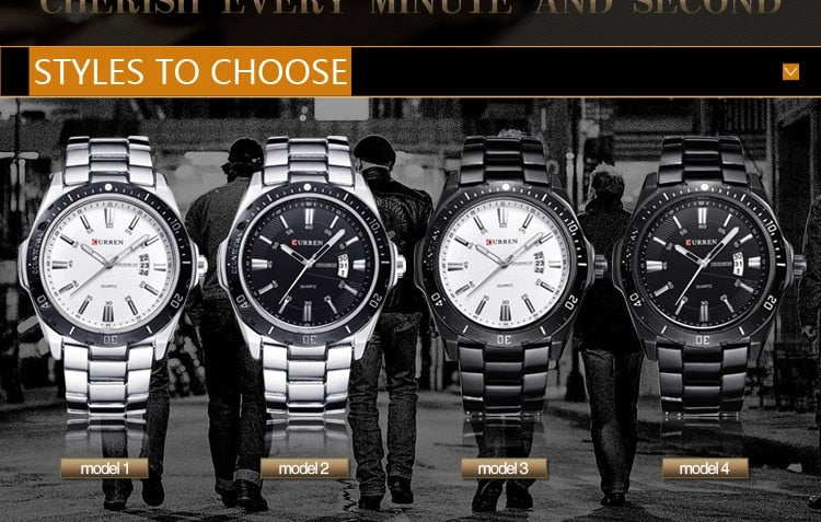 YSYH Men's Watches Luxury Fashion Business Quartz Wristwatch Full Steel Band Date Waterproof