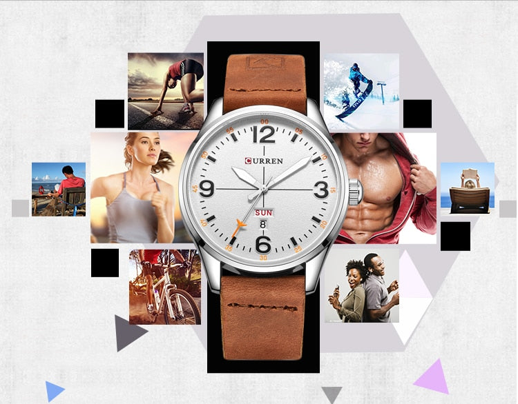 YSYH Brand Luxury Casual Military Quartz Watch Men Wristwatch Leather Strap Calendar erkek kol saati