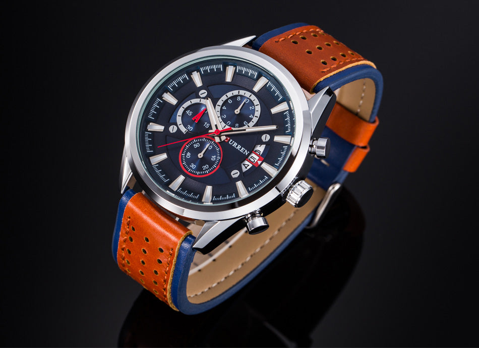 YSYH Brand Luxury Casual Military Quartz Sports Wristwatch Genuine Leather Strap Male Clock Chronograph Date Men Watches